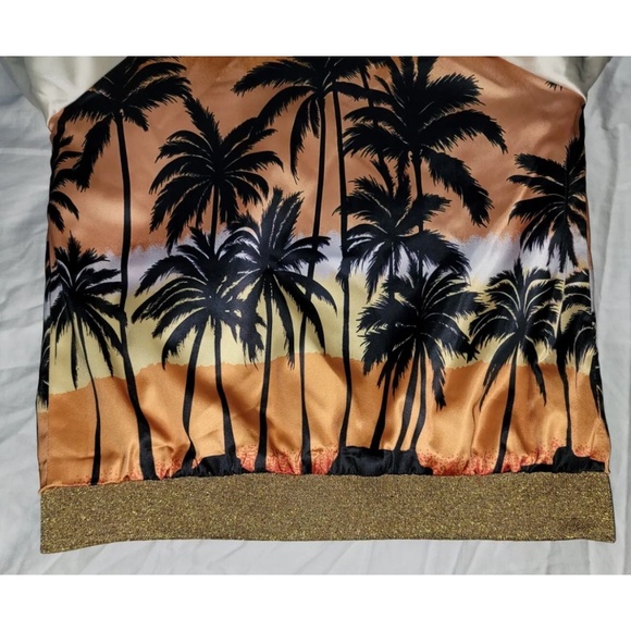 SAINT LAURENT Palm Tree Print Satin Bomber Jacket Unisex Size FR 46 - Picture 10 of 16
